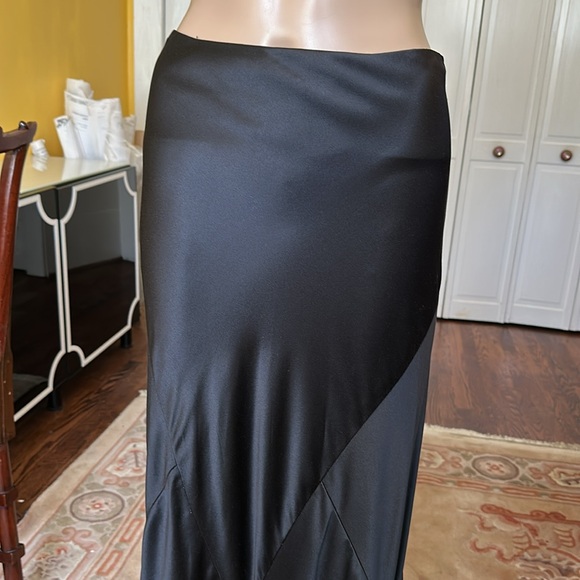 Ralph Lauren Purple Label Black Silk Satin Maxi Skirt Size 8 - Picture 3 of 16